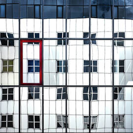 Blue Window In A Red Frame. by Harry Verschelden