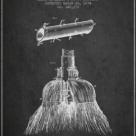 Broom Handle Sockets Patent from 1874 - Charcoal by Aged Pixel