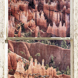 Bryce Canyon Utah View Through A White Rustic Window Frame by James BO Insogna