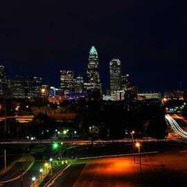 Charlotte NC at night by Flees Photos