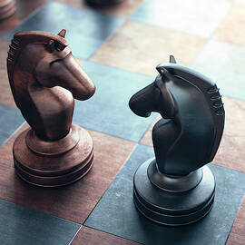 Chess Pieces On A Chess Board by Science Photo Library