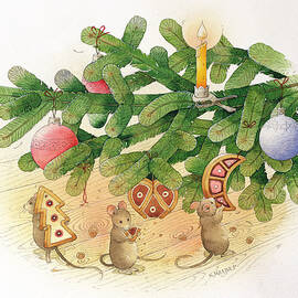 Christmas Tree And Mice by Kestutis Kasparavicius