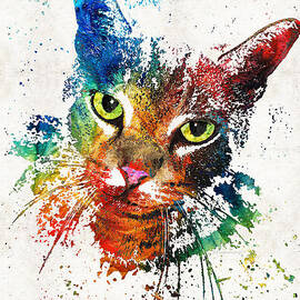 Colorful Cat Art by Sharon Cummings by Sharon Cummings