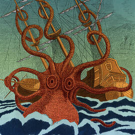 Colossal Octopus Attacking Ship 1801 by Science Source