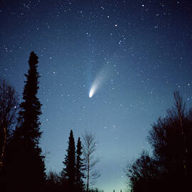 Comet Hale-bopp And Aurora Borealis by Science Photo Library