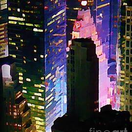 Concrete Canyons of Manhattan at Night  by John Malone