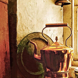 Copper Tea Kettle on Windowsill by Susan Savad