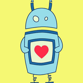 Cute Clumsy Robot With Heart by Boriana Giormova