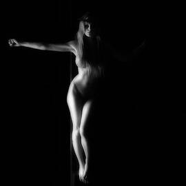 Dark Black and White Crucified Woman by Ramon Martinez