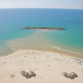 Day View Of Tel Aviv Beach And by Barry Winiker