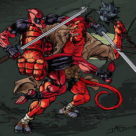 Deadpool VS Hellboy by John Ashton Golden