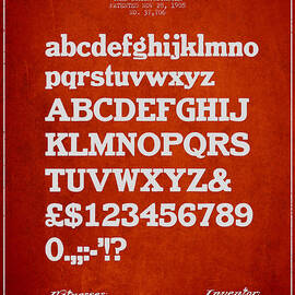 Design for a Font of  Type Patent Drawing from 1905 - Red by Aged Pixel