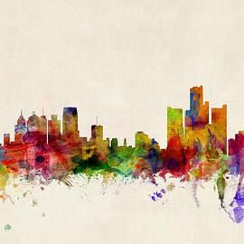 Detroit Michigan Skyline by Michael Tompsett