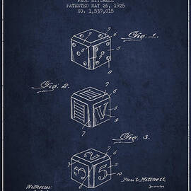 Dice Apparatus Patent from 1925 - Navy Blue by Aged Pixel