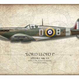 Douglas Bader Spitfire - Map Background by Craig Tinder