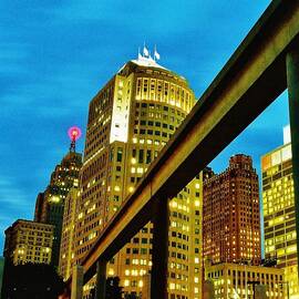 Downtown Detroit and People Mover track