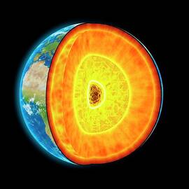Earths Internal Structure, Artwork by Science Photo Library - Andrzej Wojcicki