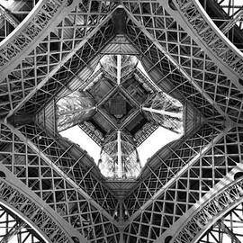 Eiffel tower abstract, view from below by Delphimages Paris Photography