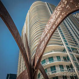 Element of Duenos do los Estrellas statue with Miami downtown in background - Square Crop by Ian Monk