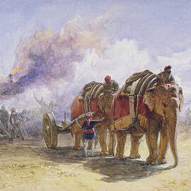 Elephant Battery, 1864 Wc Over Graphite With Bodycolour On Paper by William 'Crimea' Simpson