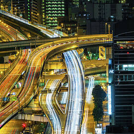 Elevated Highways In Osaka At Night by Sandro Bisaro