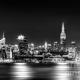 Empire State At Night - BW by Az Jackson