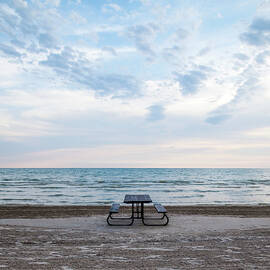 Empty Picnic Table At The Beach by Marlene Ford