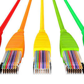 Ethernet Cables Unplugged Colors Pointing Forward Top by Allan Swart