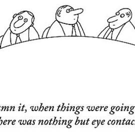 Executives At A Round Table Do Nothing But Look by Charles Barsotti