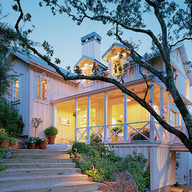 Exterior Of House At Dusk by Erhard Pfeiffer