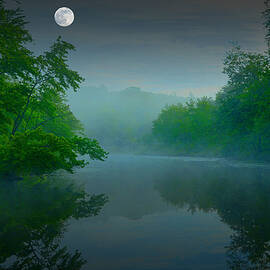 Fantasy Moon over Misty Lake