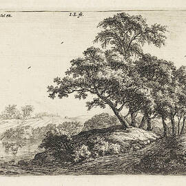 Flock Of Sheep In A River, Print Maker Jacob Esselens by Jacob Esselens And Anthonie Waterloo