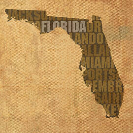 Florida Word Art State Map on Canvas by Design Turnpike