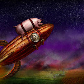 Flying Pig - Rocket - To the moon or bust by Mike Savad