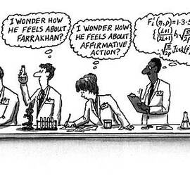 Four Scientists Working In A Lab by Tom Cheney