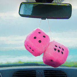 Furry Dice Hanging In A Car by Panoramic Images