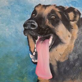 German Shepherd Dog Oil Painting