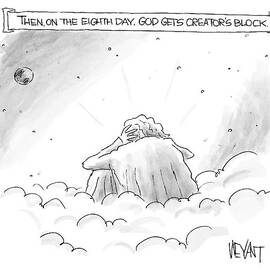 God Sits In A Space Cloud Looking At The Earth by Christopher Weyant