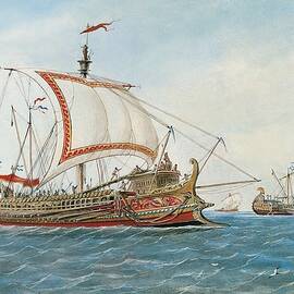 Greek Trireme. Engraving. Spain by Everett