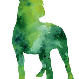 Green american staffordshire terrier poster by Joanna Szmerdt
