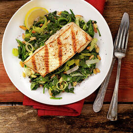 Grilled Halibut With Spinach, Leeks And by Lauripatterson
