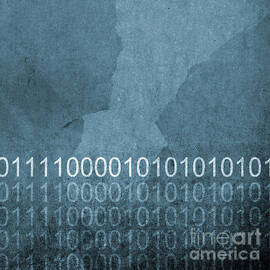 Grunge Blue Binary Code Background by THP Creative