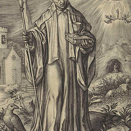 H Benedict Of Nursia, Hieronymus Wierix by Hieronymus Wierix