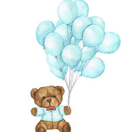 Hand Drawn Watercolor Of Teddy Bear by Khaneeros