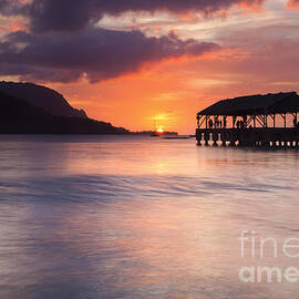 Hanelei Pier Sunset by Michael Dawson
