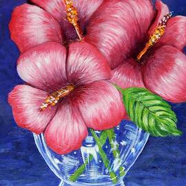 Hibiscus in Glass Vase
