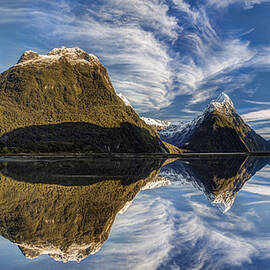 High Clouds Over Peak Mitre Peak by Colin Monteath