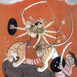 Hindu Goddess Durga Fights Mahishasur by Photo Researchers