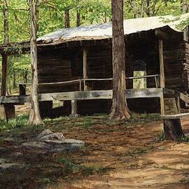 Howell Log Cabin - Hartshorn by Don  Langeneckert