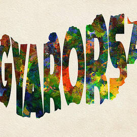Hungary Typographic Watercolor Map by Inspirowl Design